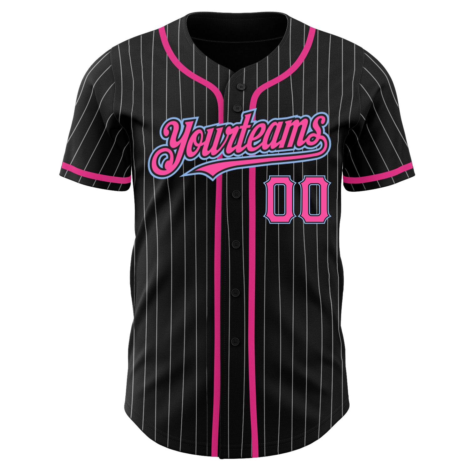 Custom-Black-White-Pinstripe-Pink-Light-Blue-Baseball-MLB-Jersey-6547