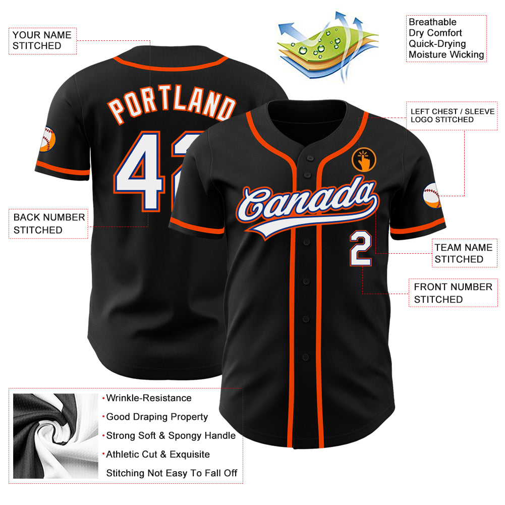 Custom-Black-White-Royal-Orange-Baseball-MLB-Jersey-9640