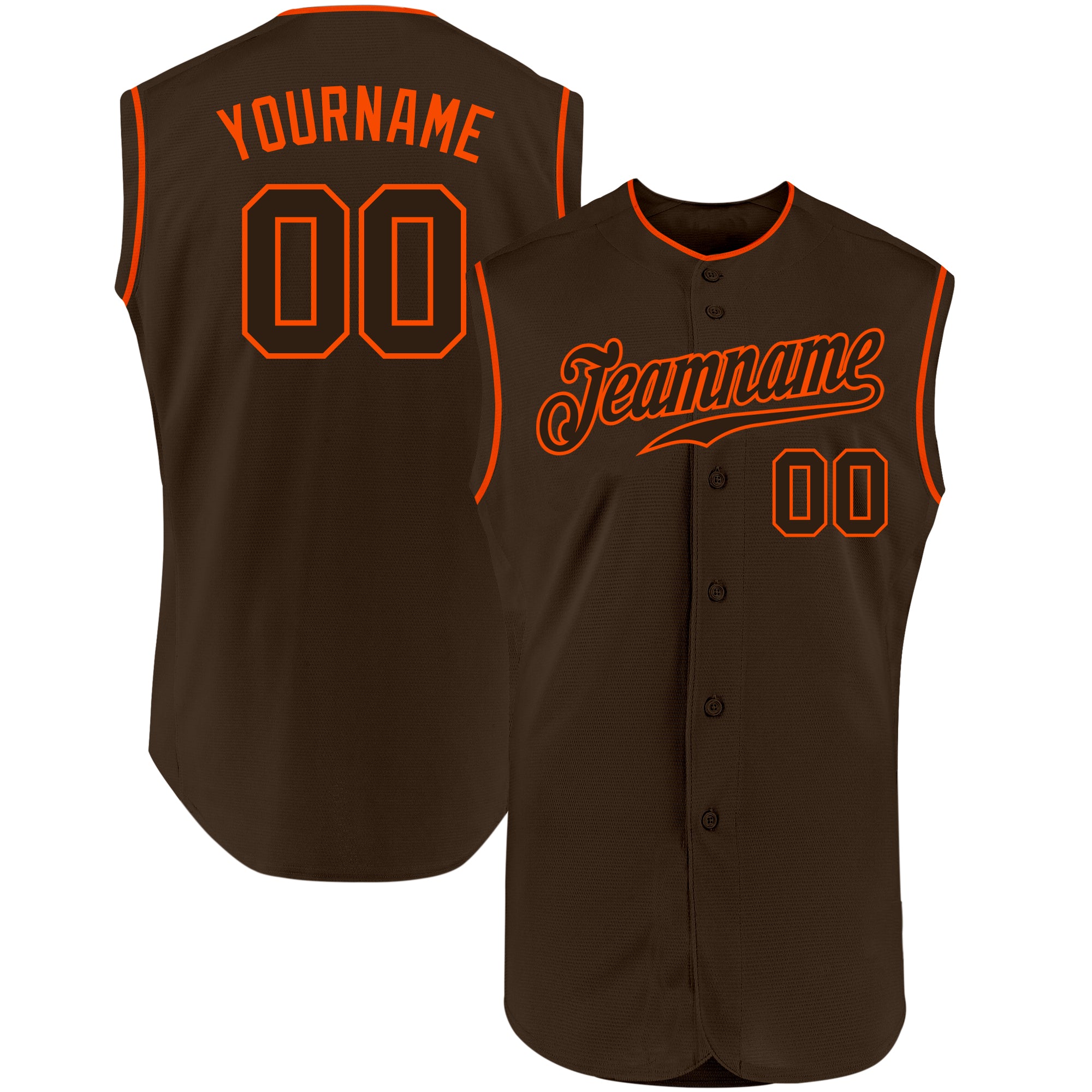 Custom-Brown-Brown-Orange-Sleeveless-Baseball-MLB-Jersey-8384