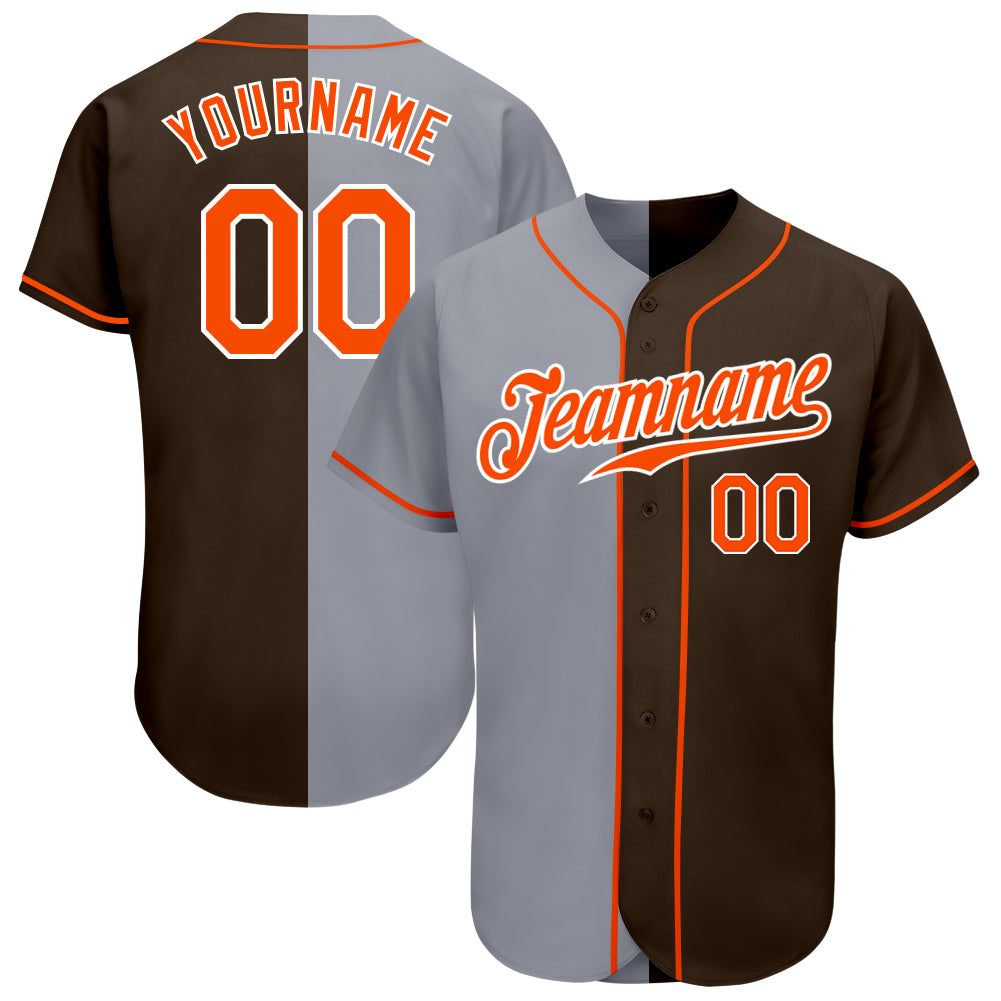 Custom-Brown-Orange-Gray-Split-Fashion-Baseball-MLB-Jersey-7842
