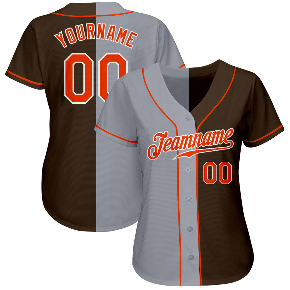 Custom-Brown-Orange-Gray-Split-Fashion-Baseball-MLB-Jersey-9535