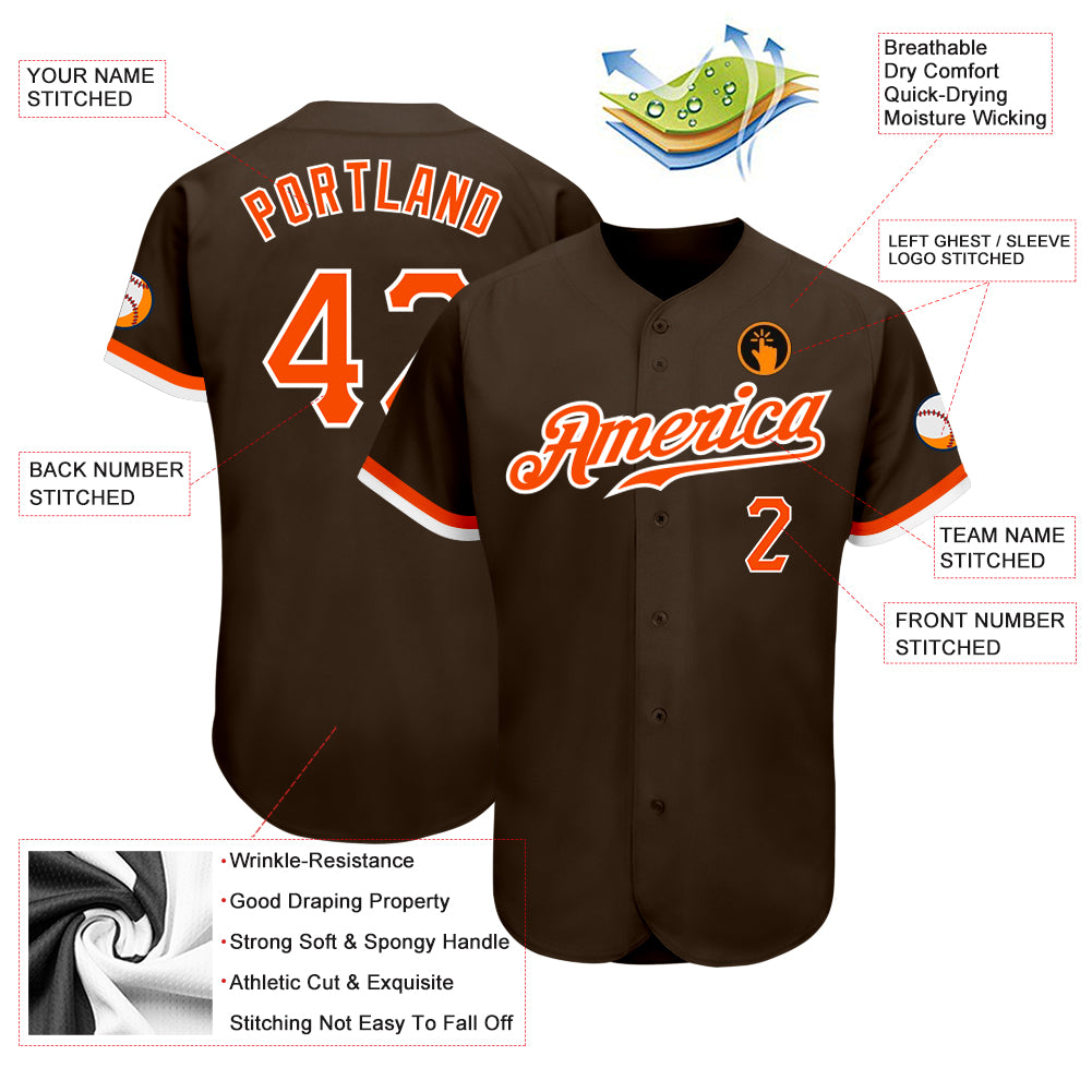 Custom-Brown-Orange-White-Baseball-MLB-Jersey-5642