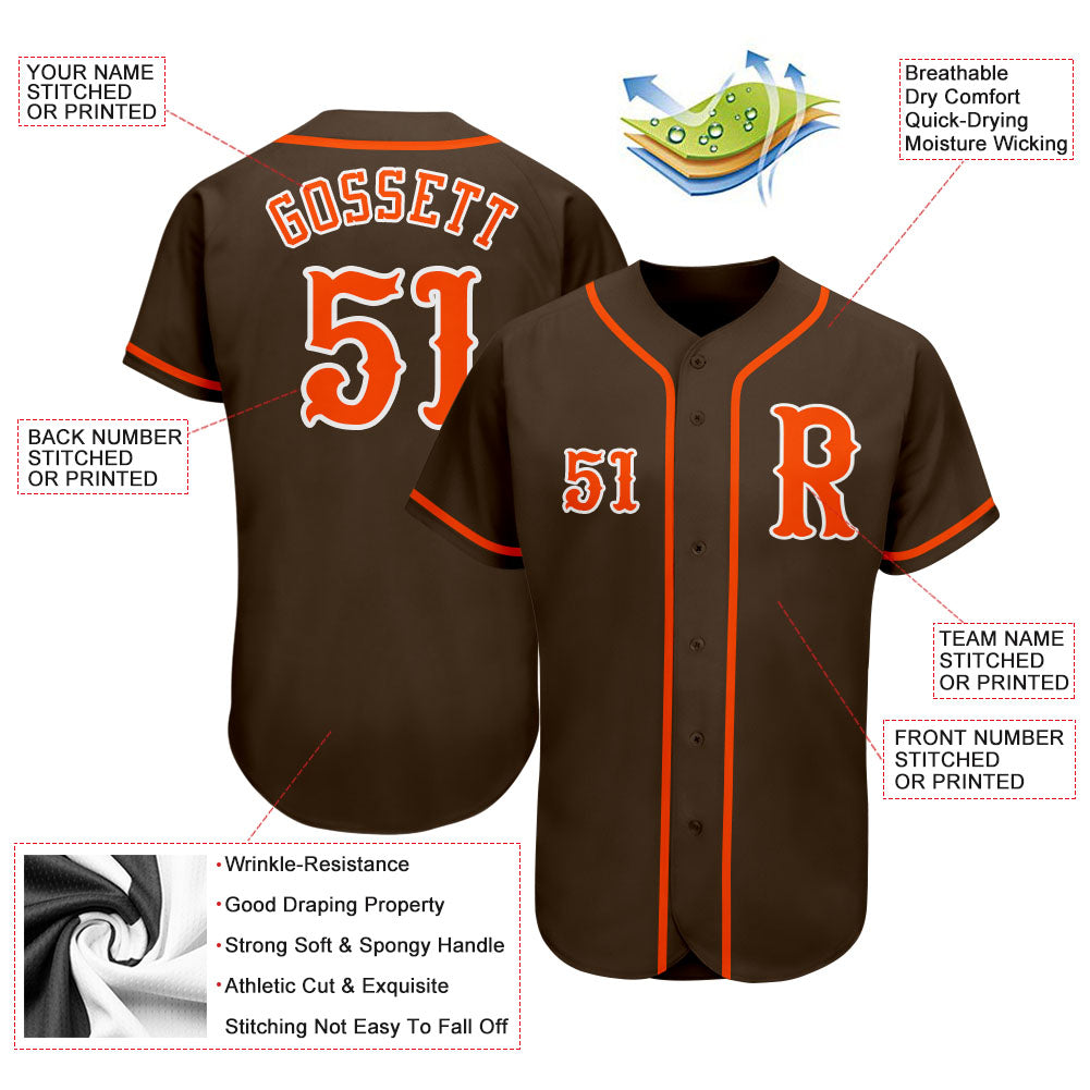 Custom-Brown-Orange-White-Baseball-MLB-Jersey-7356