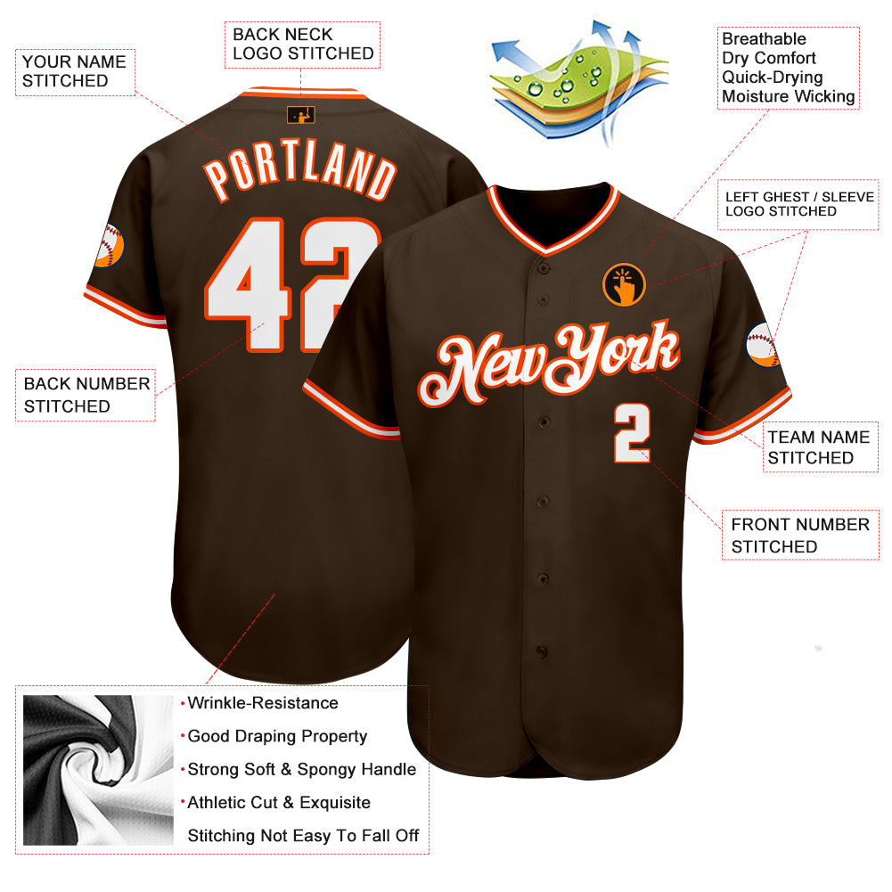 Custom-Brown-White-Orange-Baseball-MLB-Jersey-4337