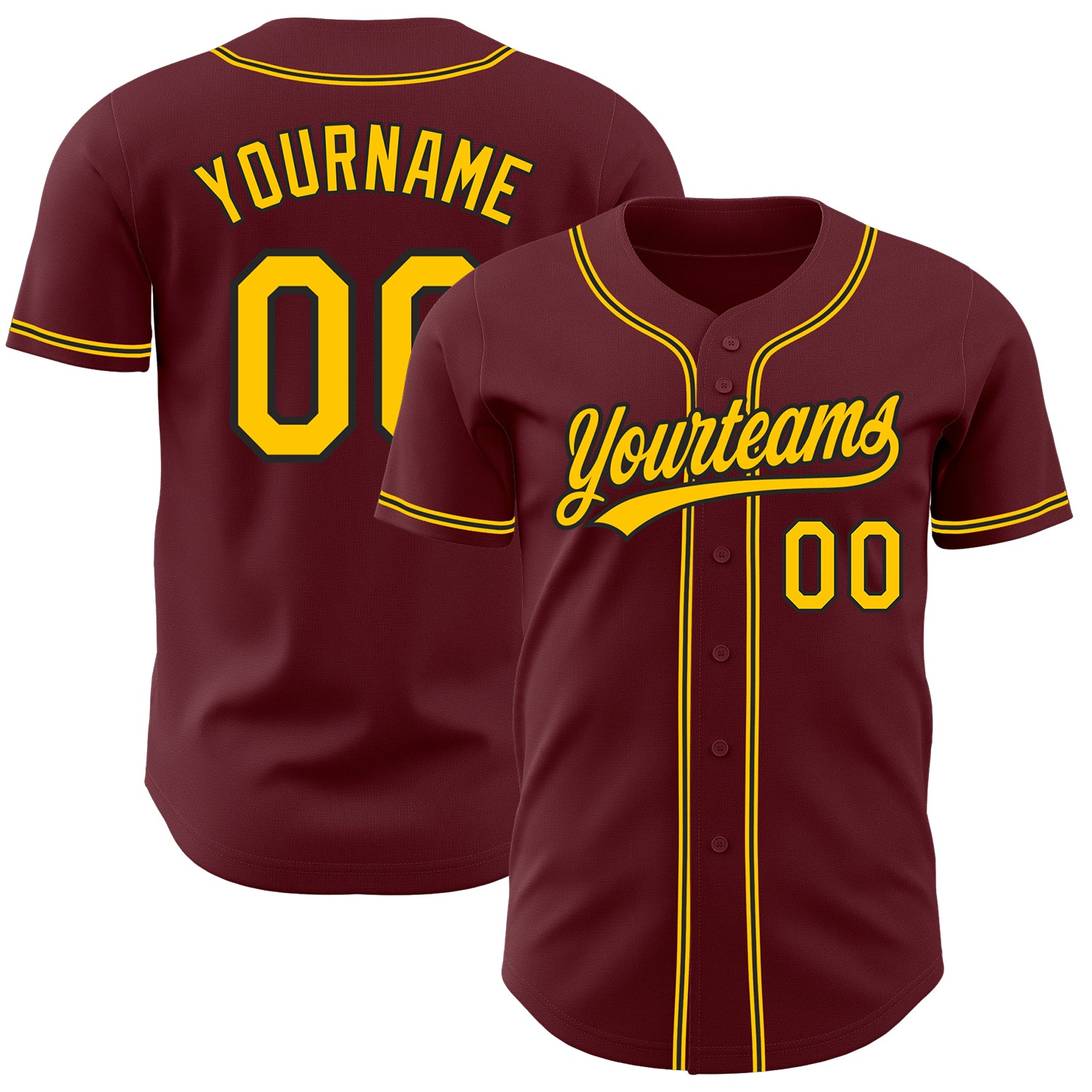 Custom-Burgundy-Yellow-Black-Baseball-MLB-Jersey-4692