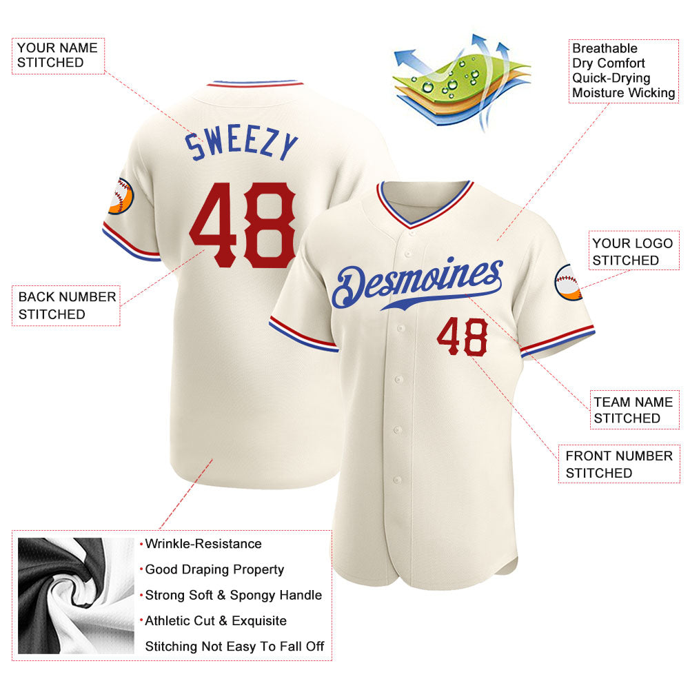 Custom-Cream-Red-Royal-Baseball-MLB-Jersey-3990