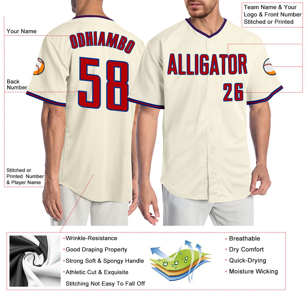 Custom-Cream-Red-Royal-Baseball-MLB-Jersey-7522