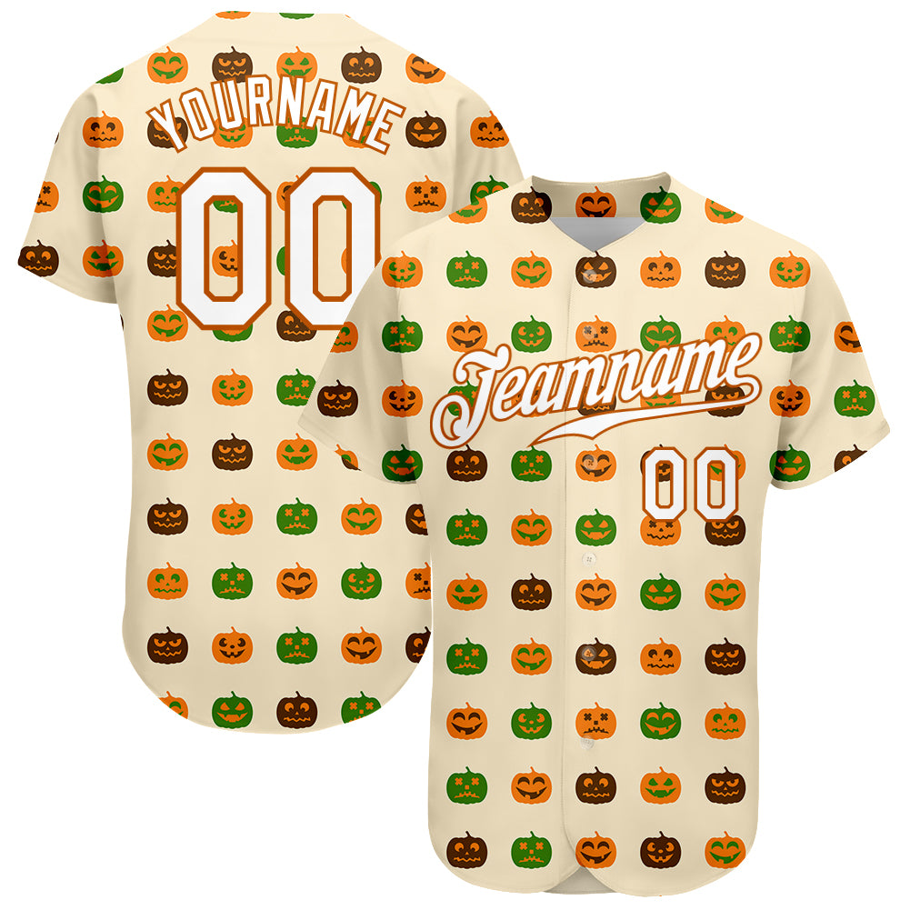 Custom-Cream-White-Texas-Orange-Design-Halloween-Pumpkins-Baseball-MLB-Jersey-7160