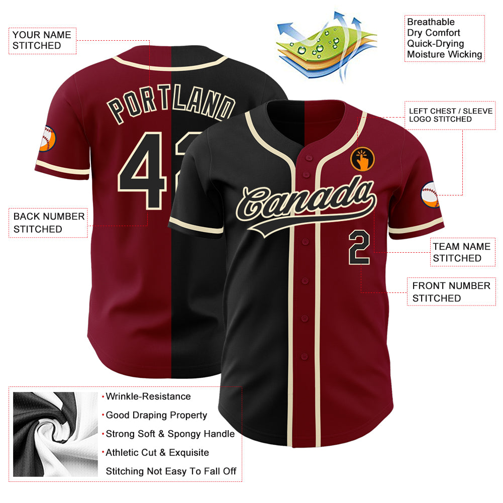 Custom-Crimson-Black-Cream-Split-Fashion-Baseball-MLB-Jersey-2912