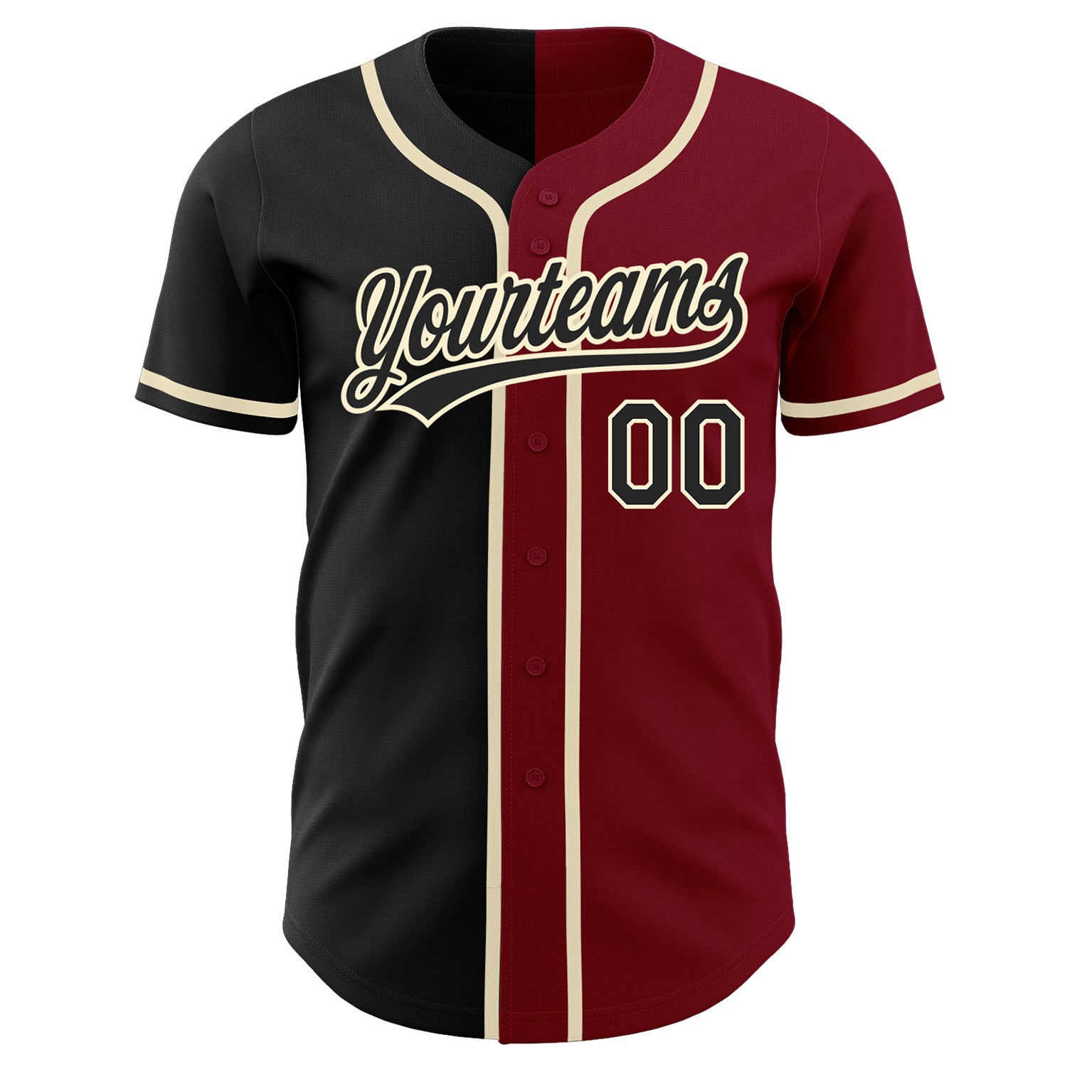Custom-Crimson-Black-Cream-Split-Fashion-Baseball-MLB-Jersey-5731