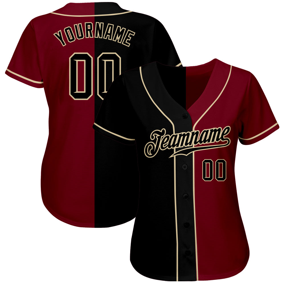 Custom-Crimson-Black-Cream-Split-Fashion-Baseball-MLB-Jersey-8018