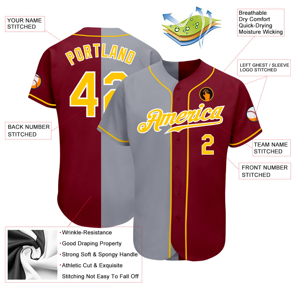 Custom-Crimson-Gold-Gray-Split-Fashion-Baseball-MLB-Jersey-4599