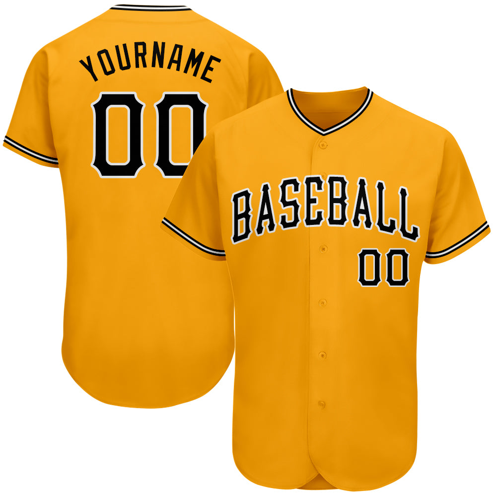 Custom-Gold-Black-White-Baseball-MLB-Jersey-4101