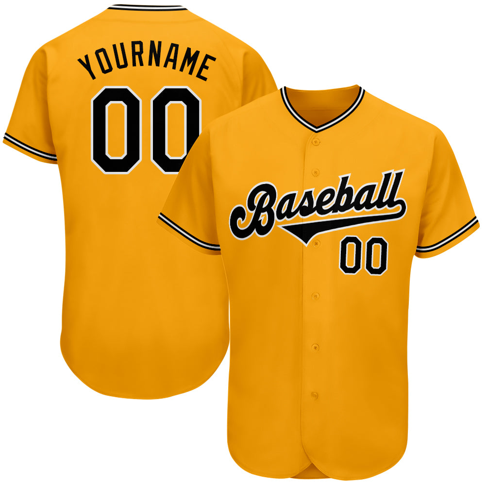 Custom-Gold-Black-White-Baseball-MLB-Jersey-7432