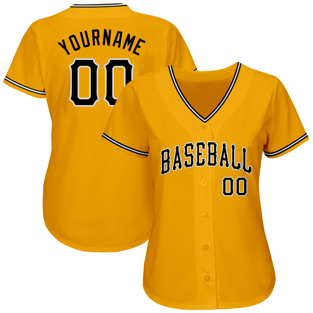 Custom-Gold-Black-White-Baseball-MLB-Jersey-9898