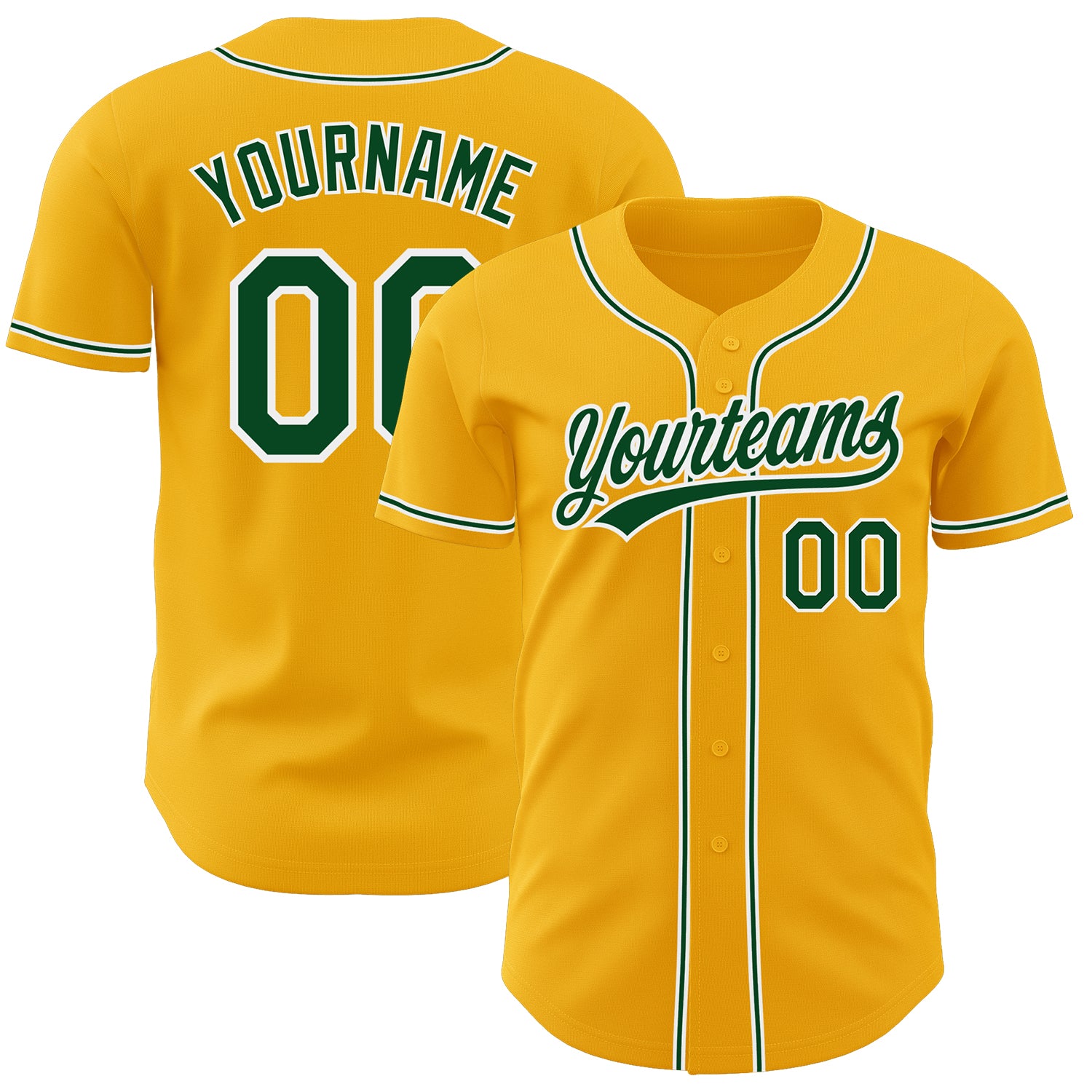Custom-Gold-Green-White-Baseball-MLB-Jersey-2770