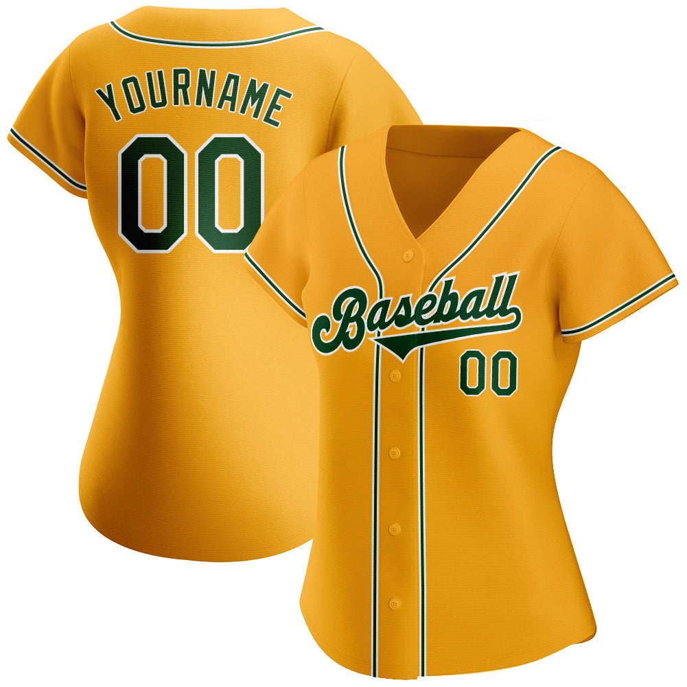 Custom-Gold-Green-White-Baseball-MLB-Jersey-3336