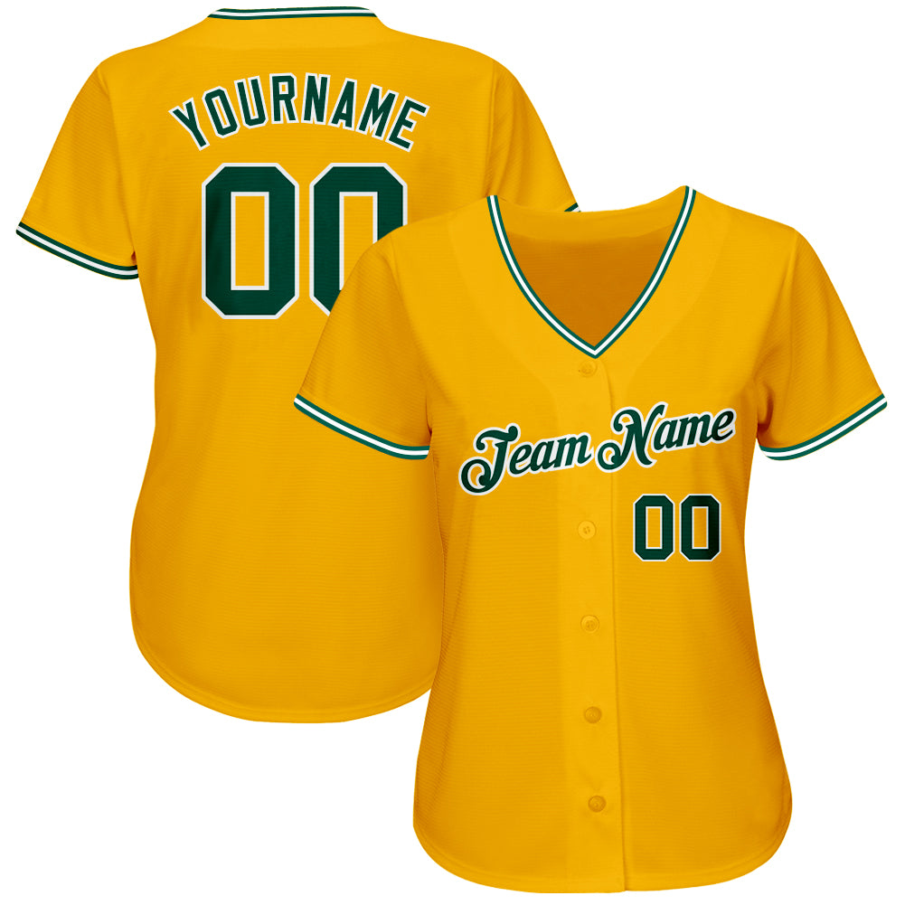 Custom-Gold-Green-White-Baseball-MLB-Jersey-3950