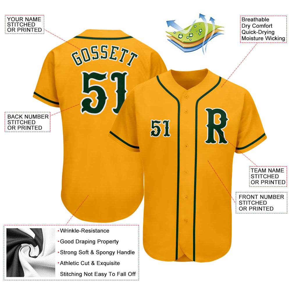 Custom-Gold-Green-White-Baseball-MLB-Jersey-5174