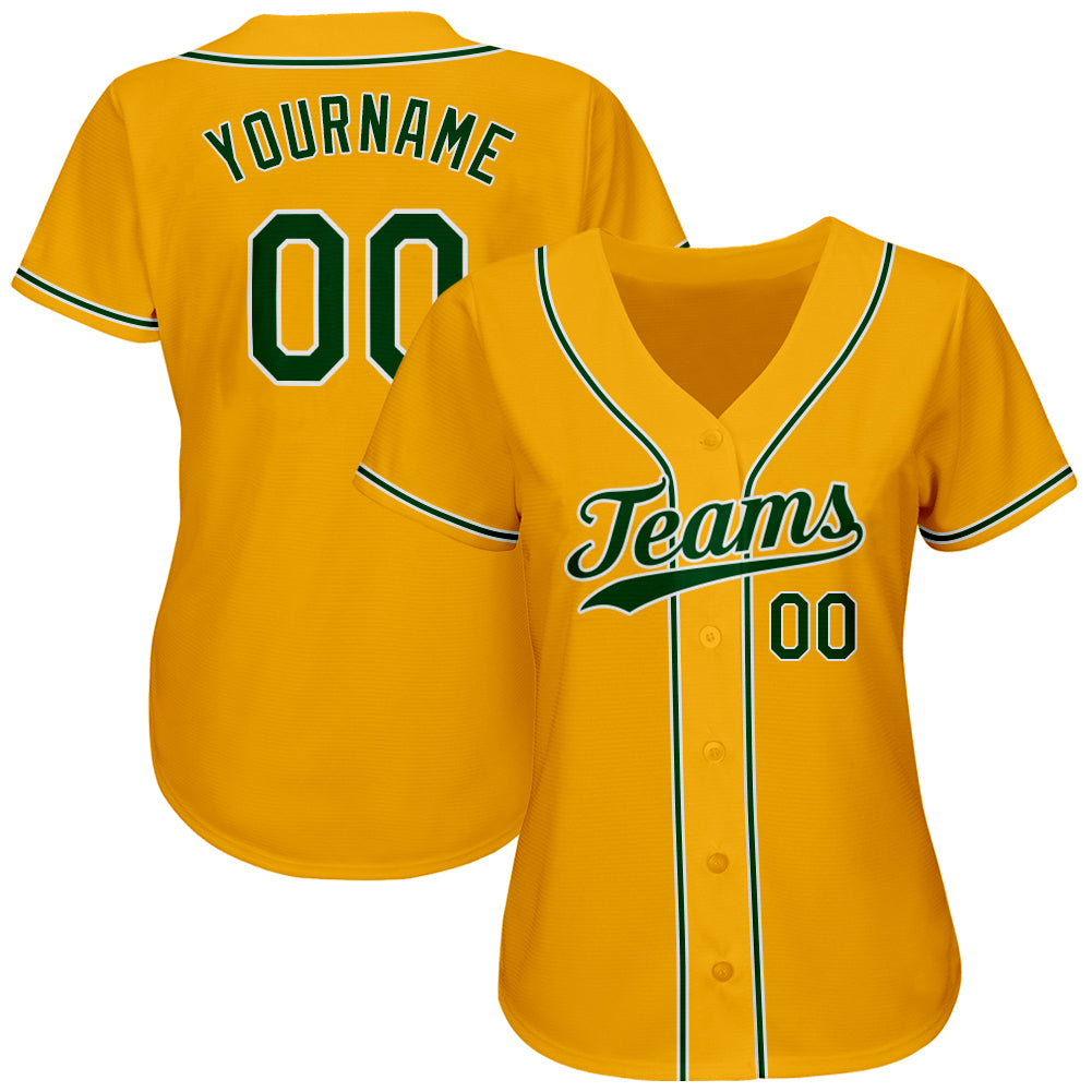 Custom-Gold-Green-White-Baseball-MLB-Jersey-5745