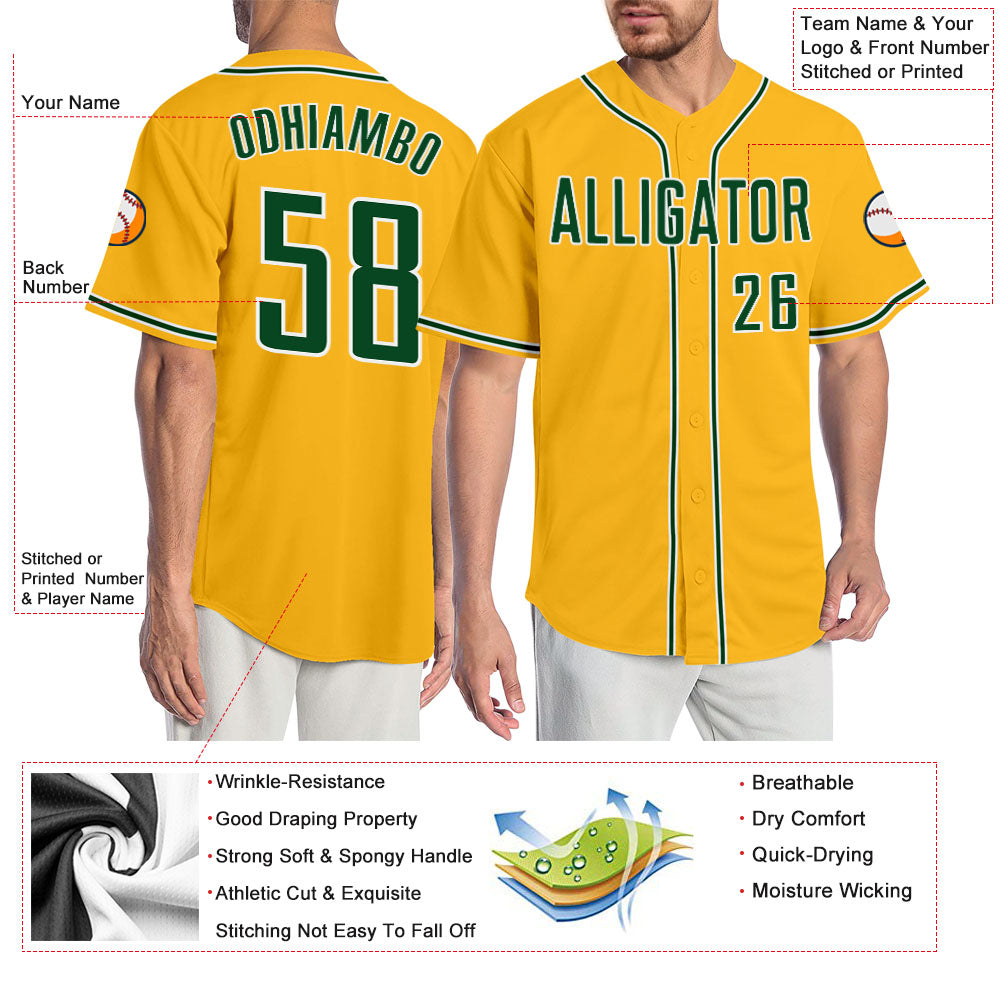 Custom-Gold-Green-White-Baseball-MLB-Jersey-8143