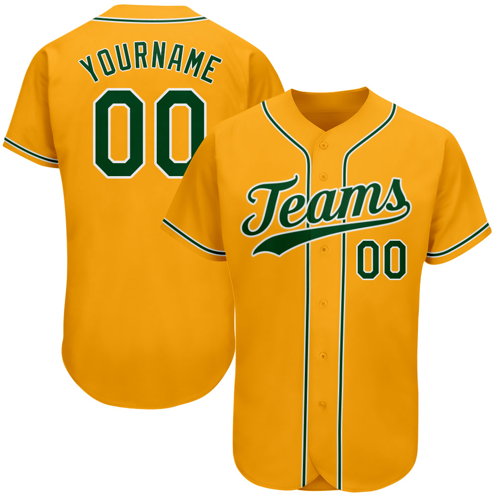Custom-Gold-Green-White-Baseball-MLB-Jersey-9106