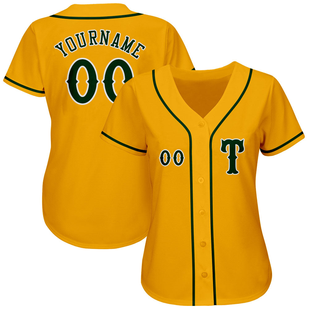Custom-Gold-Green-White-Baseball-MLB-Jersey-9178