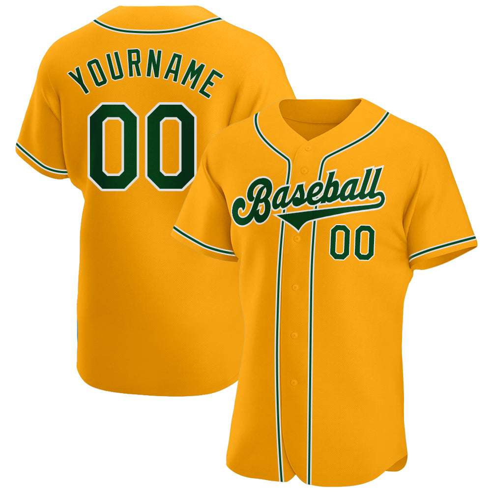 Custom-Gold-Green-White-Baseball-MLB-Jersey-9264