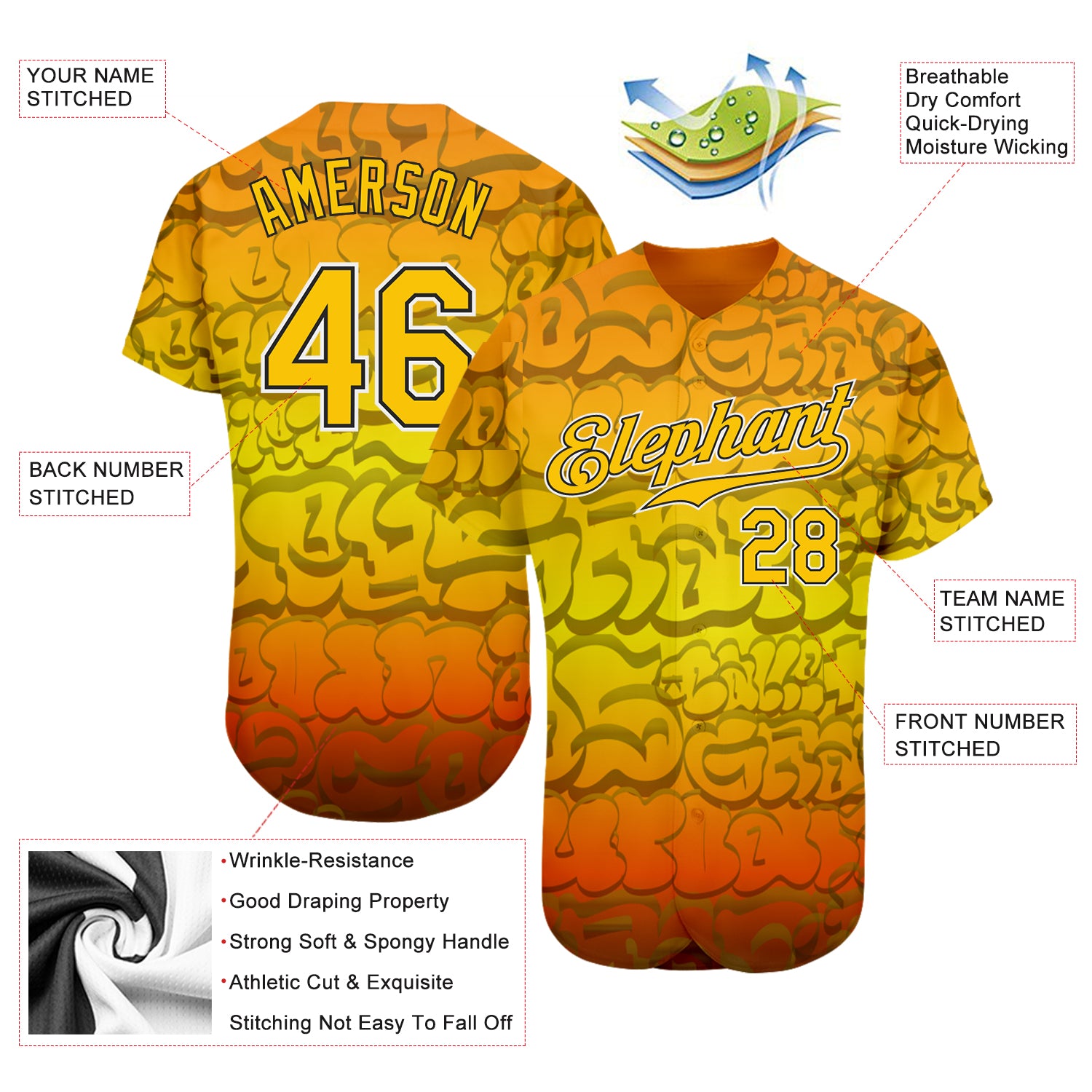 Custom-Graffiti-Pattern-Gold-Black-3D-Baseball-MLB-Jersey-9563