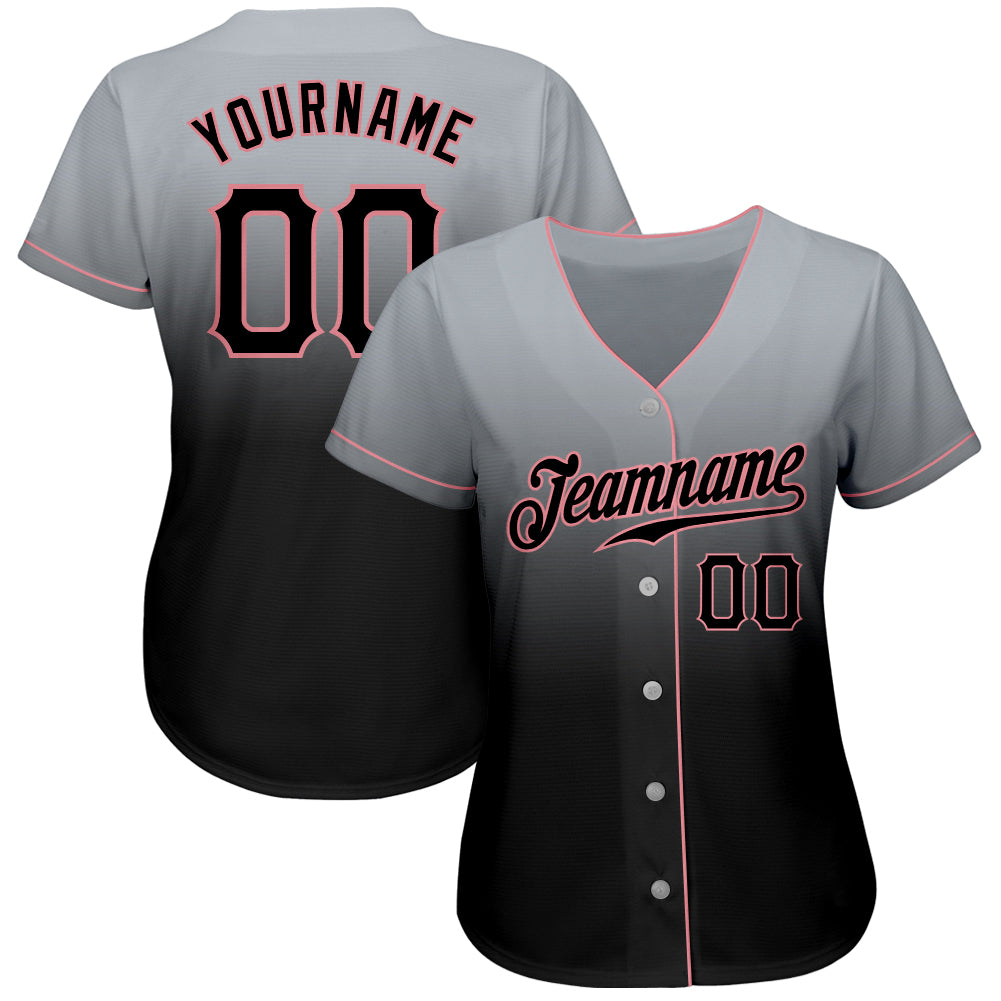 Custom-Gray-Black-Medium-Pink-Fade-Fashion-Baseball-MLB-Jersey-3477