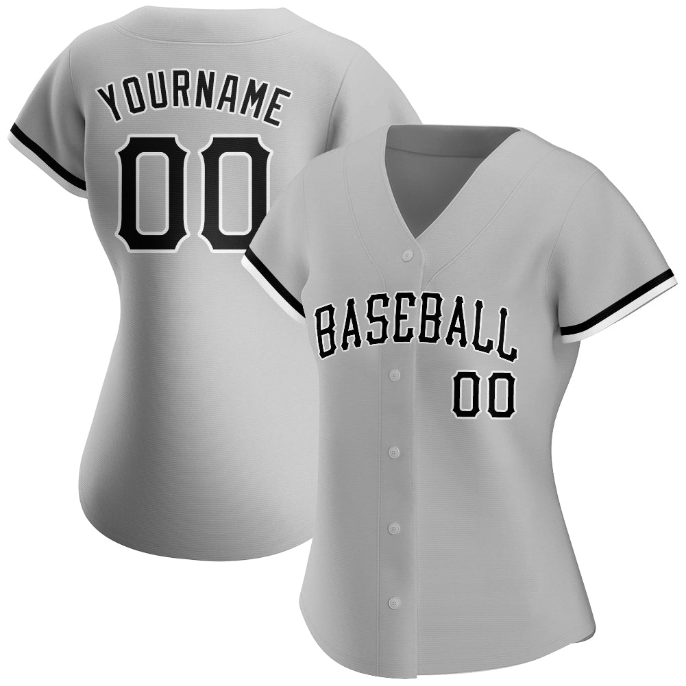 Custom-Gray-Black-White-Baseball-MLB-Jersey-2416