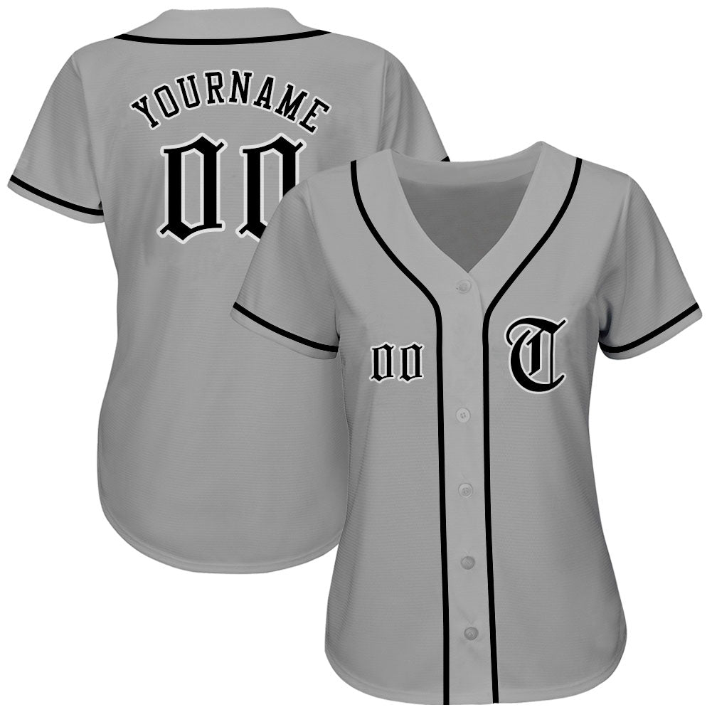 Custom-Gray-Black-White-Baseball-MLB-Jersey-2686