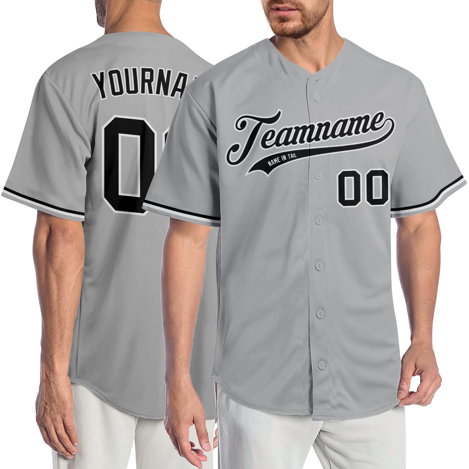 Custom-Gray-Black-White-Baseball-MLB-Jersey-2803