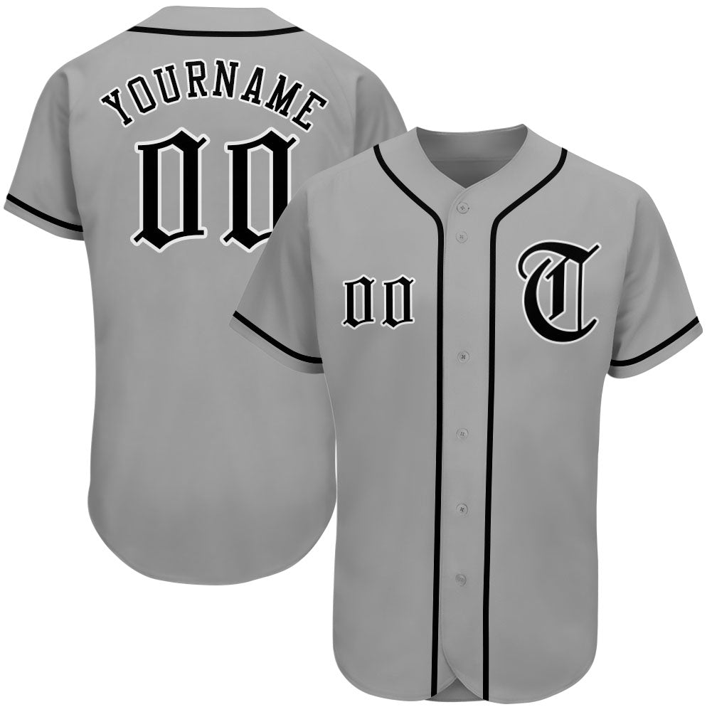 Custom-Gray-Black-White-Baseball-MLB-Jersey-3687