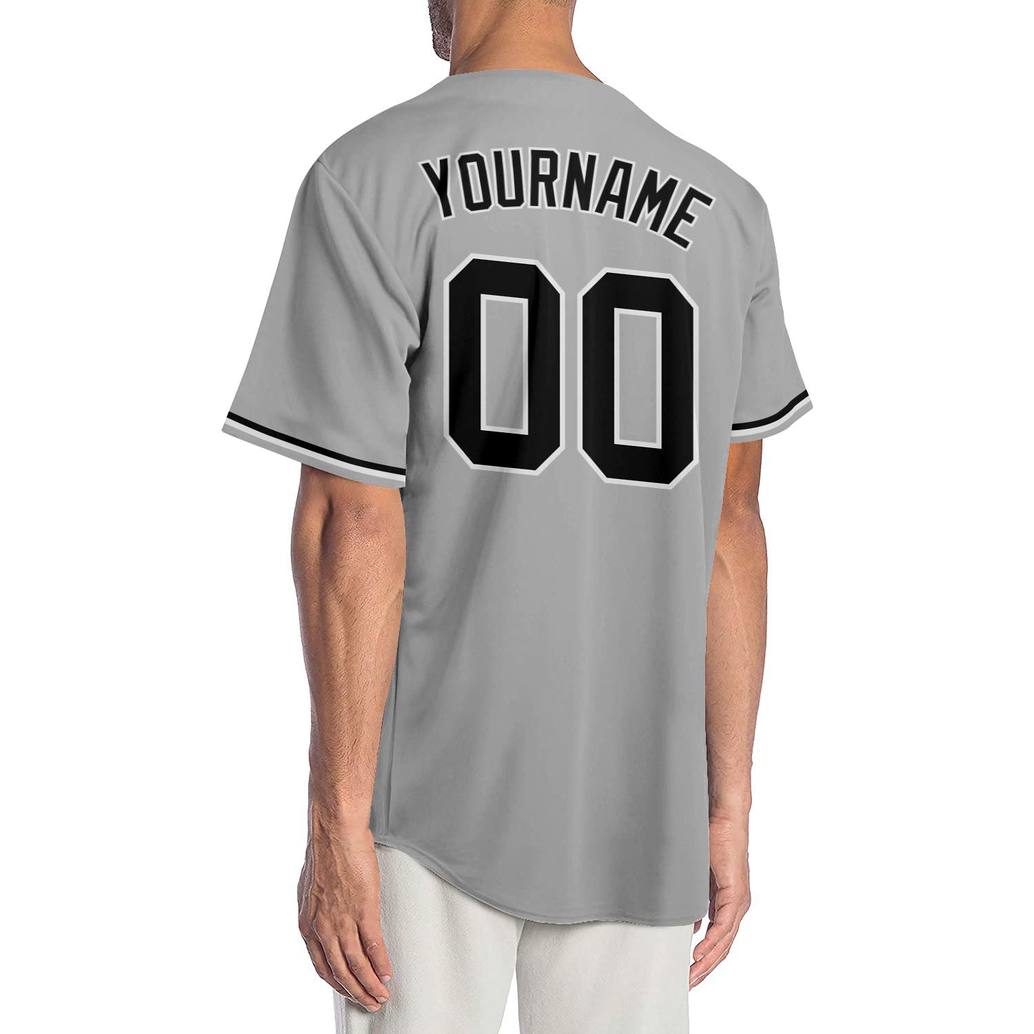 Custom-Gray-Black-White-Baseball-MLB-Jersey-3965
