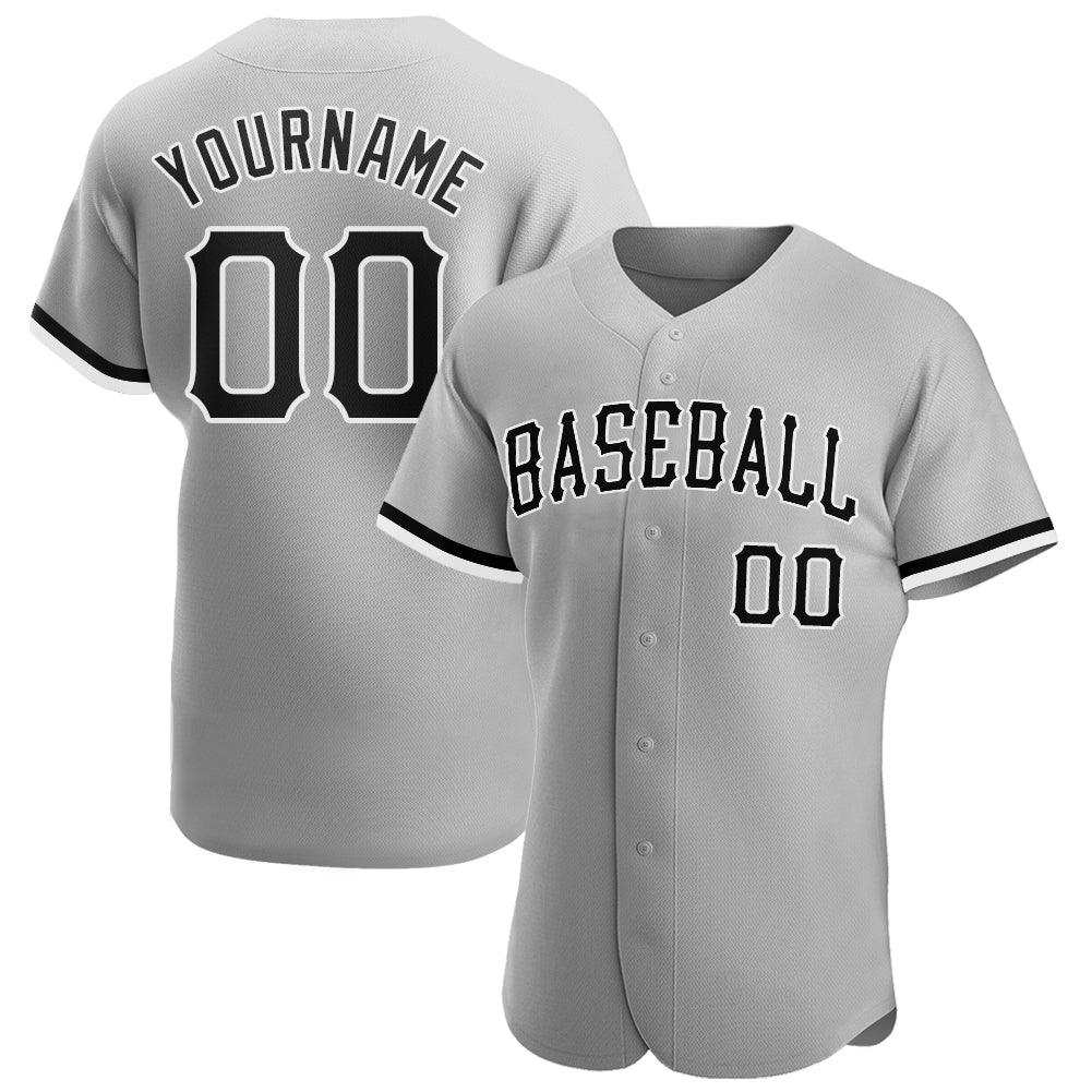 Custom-Gray-Black-White-Baseball-MLB-Jersey-4430