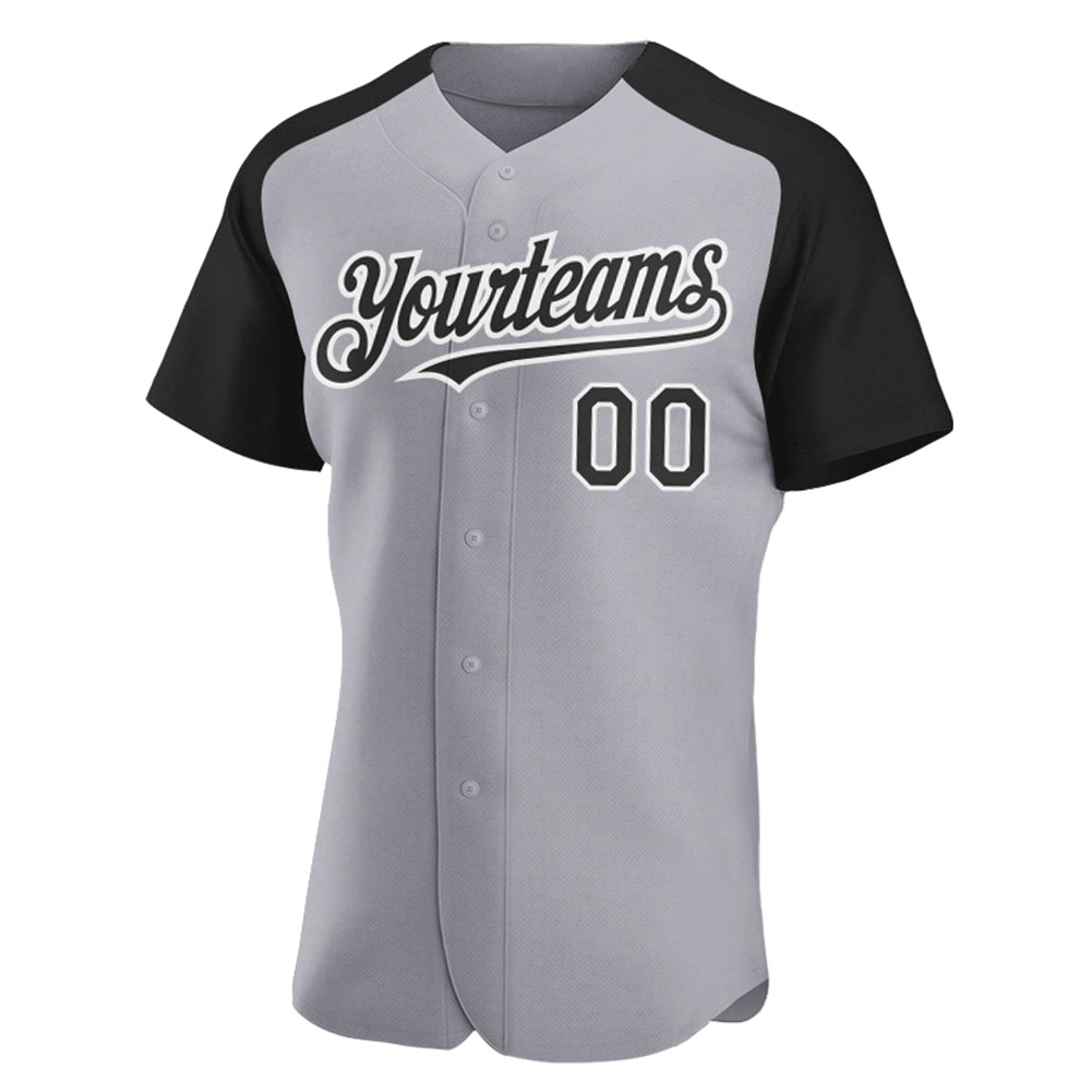 Custom-Gray-Black-White-Baseball-MLB-Jersey-4942