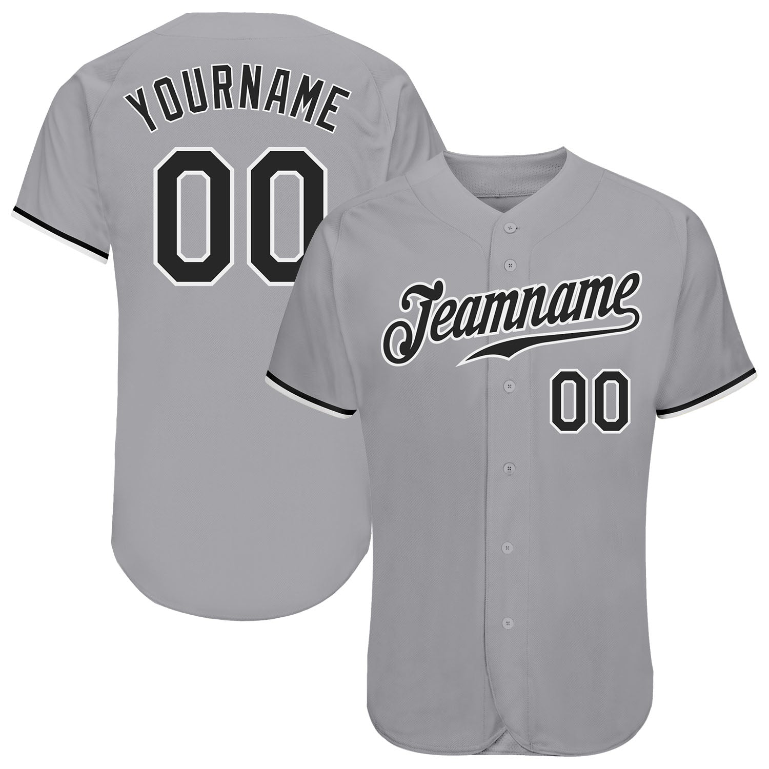 Custom-Gray-Black-White-Baseball-MLB-Jersey-6378