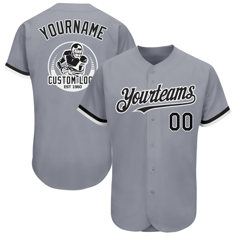 Custom-Gray-Black-White-Baseball-MLB-Jersey-8313