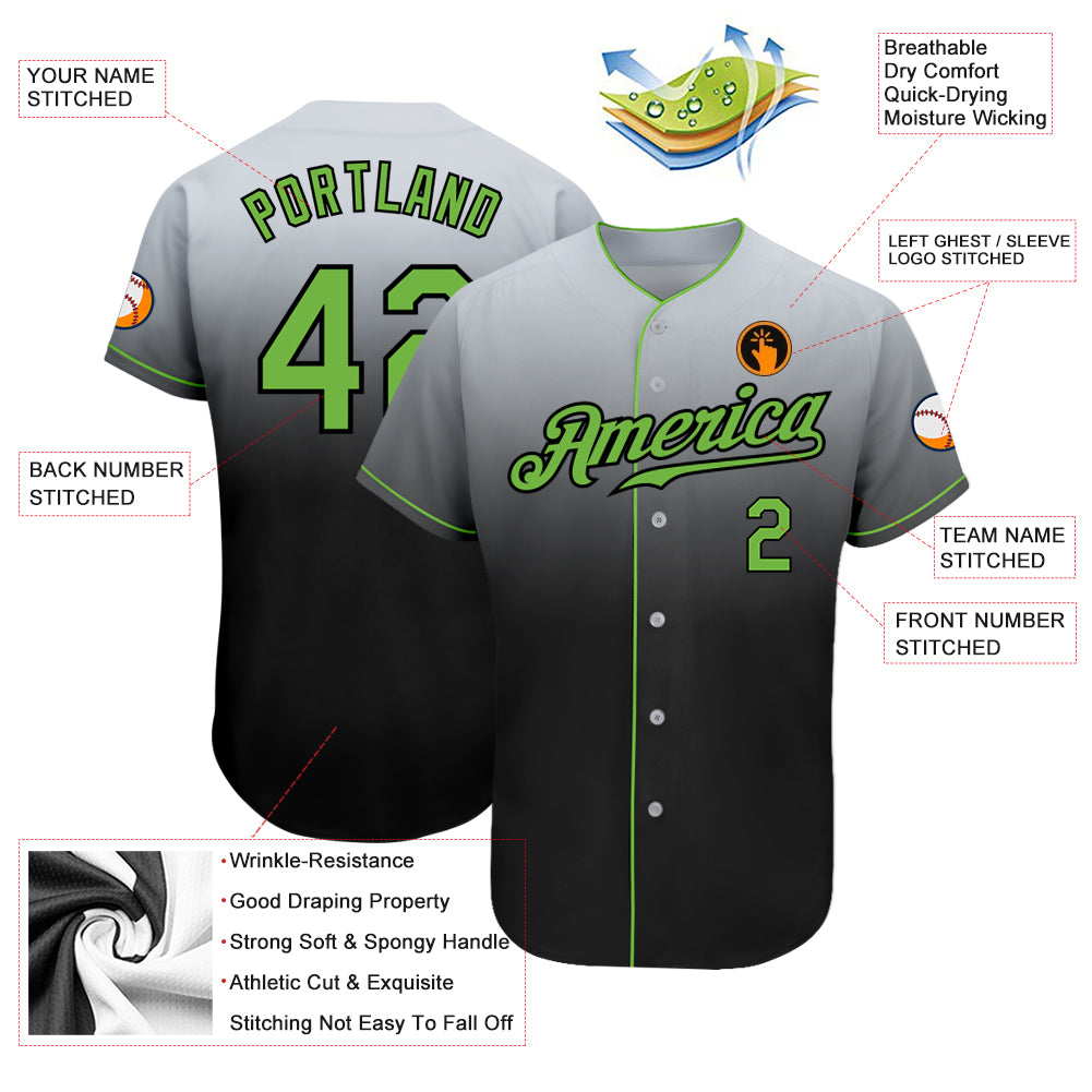 Custom-Gray-Neon-Green-Black-Fade-Fashion-Baseball-MLB-Jersey-6198