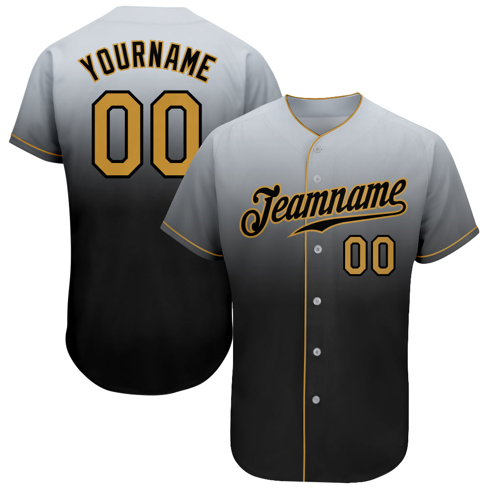 Custom-Gray-Old-Gold-Black-Fade-Fashion-Baseball-MLB-Jersey-9631