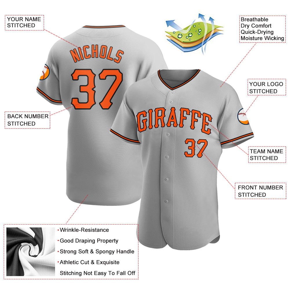 Custom-Gray-Orange-Black-Baseball-MLB-Jersey-4660