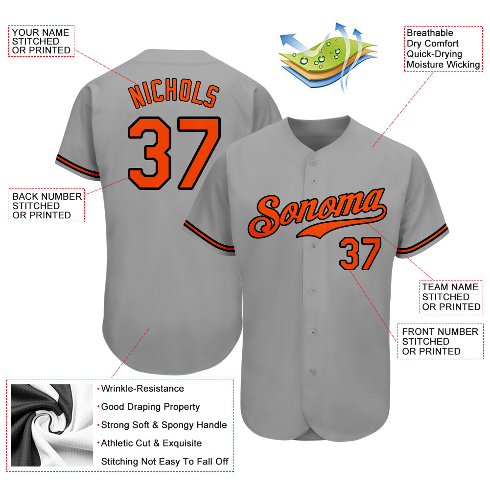Custom-Gray-Orange-Black-Baseball-MLB-Jersey-7698