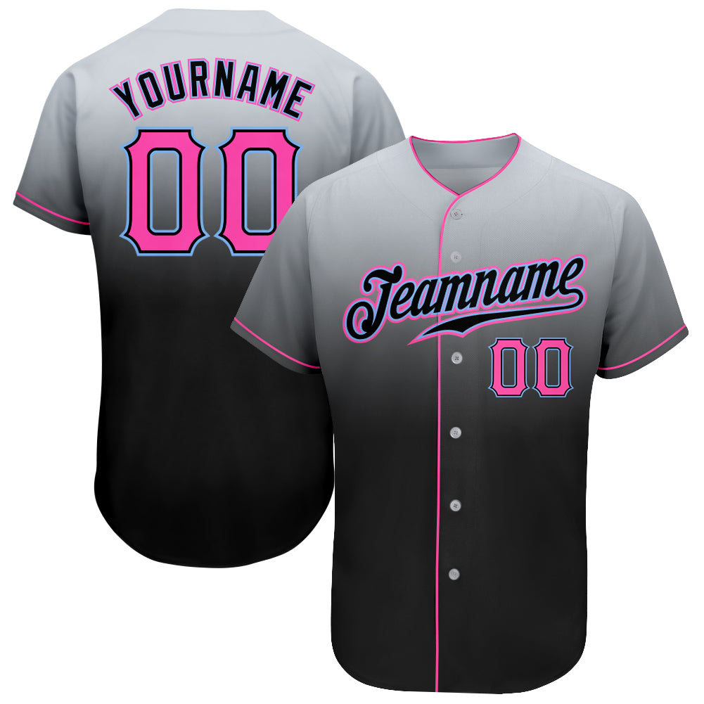 Custom-Gray-Pink-Black-Fade-Fashion-Baseball-MLB-Jersey-3161