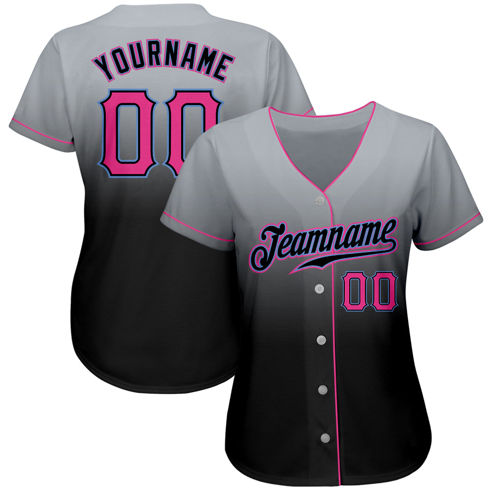 Custom-Gray-Pink-Black-Fade-Fashion-Baseball-MLB-Jersey-6521