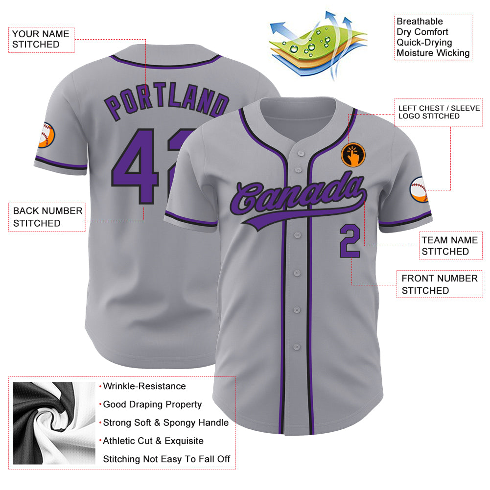 Custom-Gray-Purple-Black-Baseball-MLB-Jersey-2506