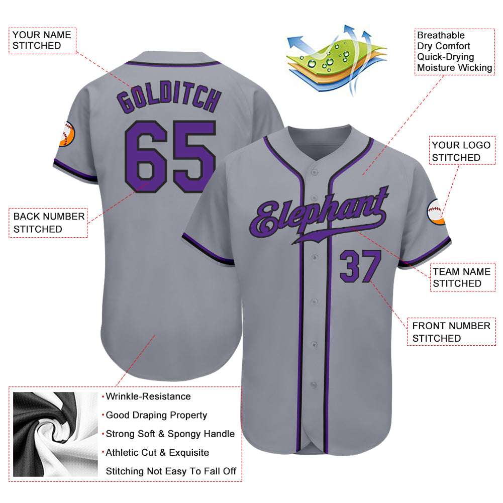 Custom-Gray-Purple-Black-Baseball-MLB-Jersey-6405