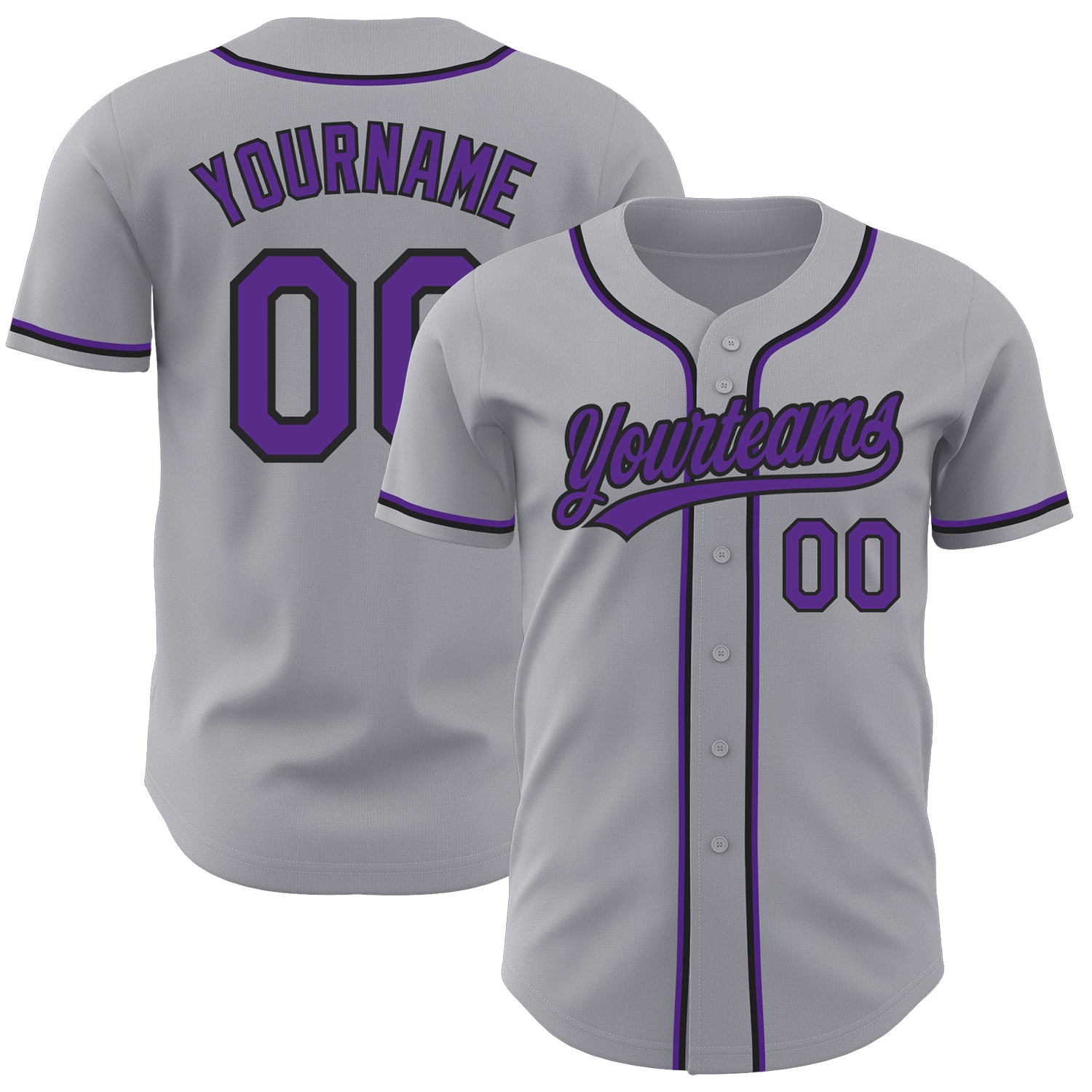 Custom-Gray-Purple-Black-Baseball-MLB-Jersey-7456