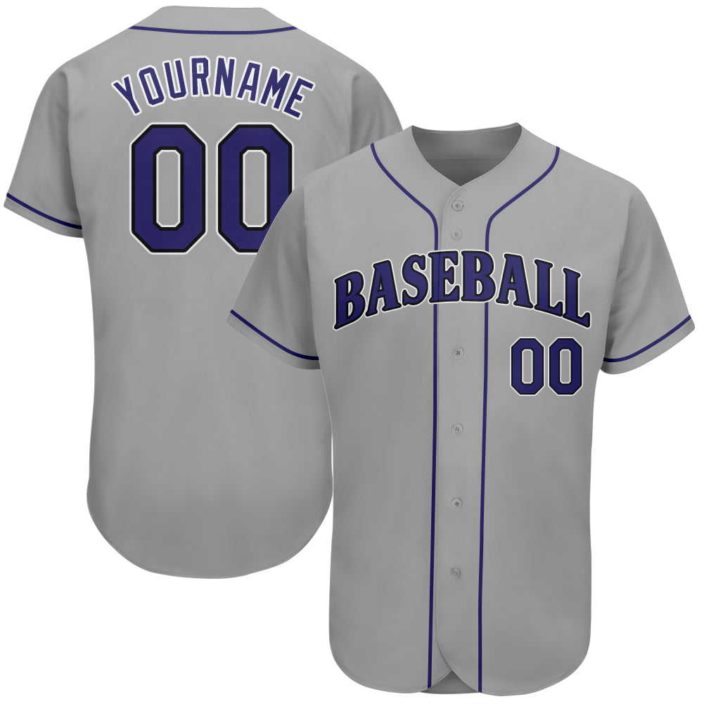 Custom-Gray-Purple-Black-Baseball-MLB-Jersey-7592