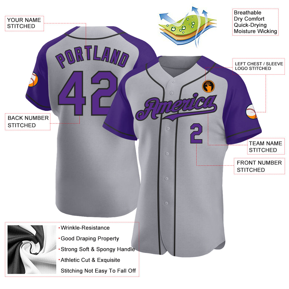Custom-Gray-Purple-Black-Baseball-MLB-Jersey-7974